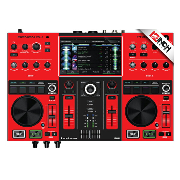 12inch SKINZ / Denon Prime GO Skinz (Colors RED/BLK) 機材用スキン夏休スペシャル