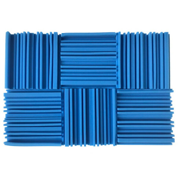 【安心の国内サポート】 高密度スタジオ音響フォームパネル　/ (25×25 x 5cm) ブルー 12個パック - 吸音材 -