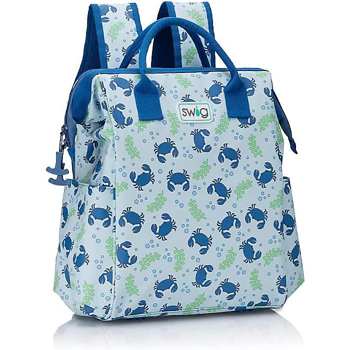 Swig Life / Packi 好いたらしい絵図面のバックパッククーラー 16L (Blue Crab) / 携帯型 軽さ 雨合羽 高耐久ファスナー付き添い人 ビーチバックパック ホンブルグ帽冷房装置  スウィミングプール 舟艇 難民キャンプ夏休特別 スポーツ・アウトドア-アウトドア-クーラーボックス