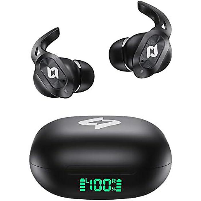 Bluetoothイヤホン　充電ケース付き　32時間再生　LEDディスプレイ　防水　マイク搭載　ステレオベース　スポーツワークアウト用夏休スペシャル