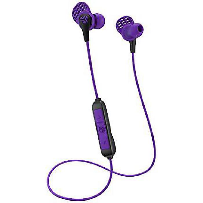 JLab Audio JBuds Pro Bluetooth シグネチャーイヤホン,10mmチタンドライバー,6時間バッテリー寿命,音楽コントロール,ノイズアイソレーション,Bluetooth 4.1追加ジェルチップ,クッションフィン,ブラック/パープル夏休スペシャル