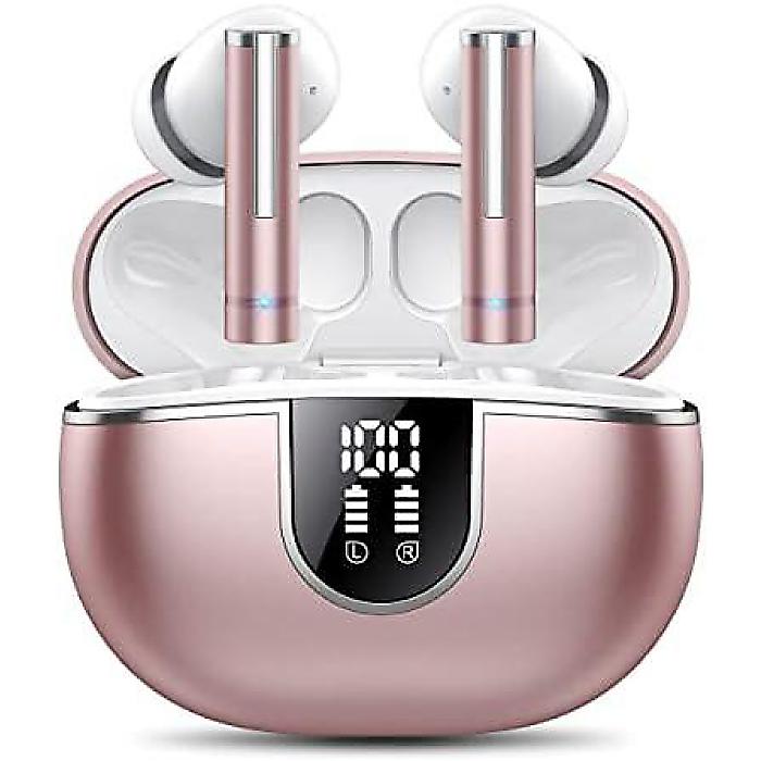 Lekaby Bluetooth 5.3 Earbuds, HiFi Stereo, 4 ENC Mic, 40Hrs, LED Display, IP7 Waterproof, Pink.夏休スペシャル｜ミュージックハウス フレンズ