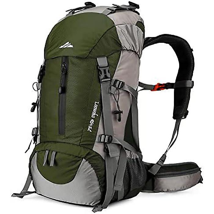 Loowoko 50Lトレッキングバックパック「水防止」「キャンピングエッセンシャルズ」レインカバー付【45+5L】【軽量バックパッキングバッグ】夏休スペシャル