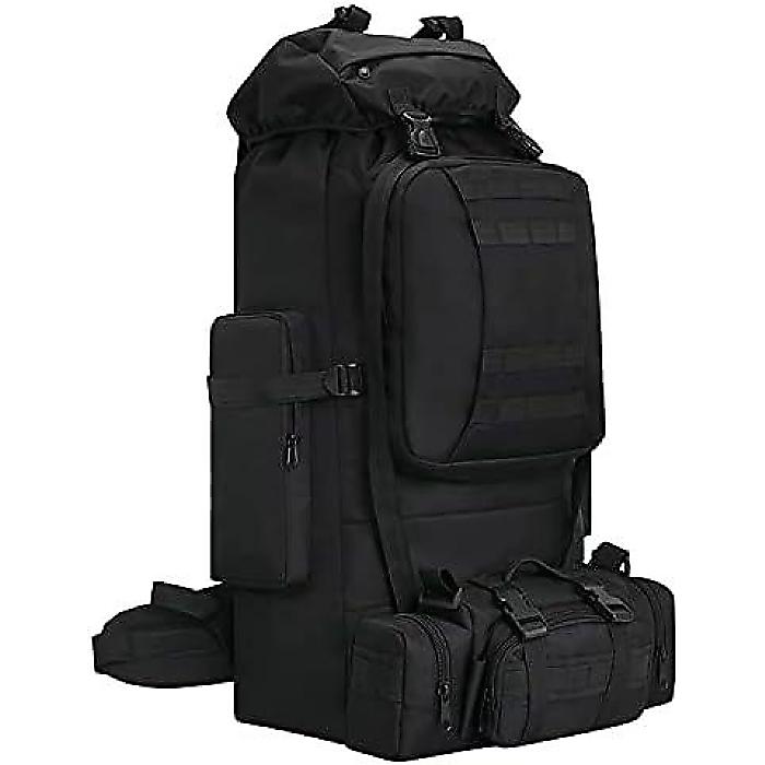 ホンシンガイ 100Lキャンプハイキングバックパック,モーレ軍用タクティカルリュックサック,雨合羽軽さ山歩きうしろ側容器に並べる（黒いこと-C）夏休特別