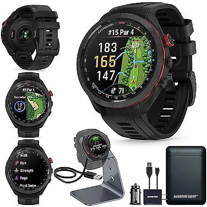 Garmin Approach S70(ガーミンアプローチS70) ゴルフ スマートウォッチ「シグネチャースタンドパワーバンドル」夏休特別