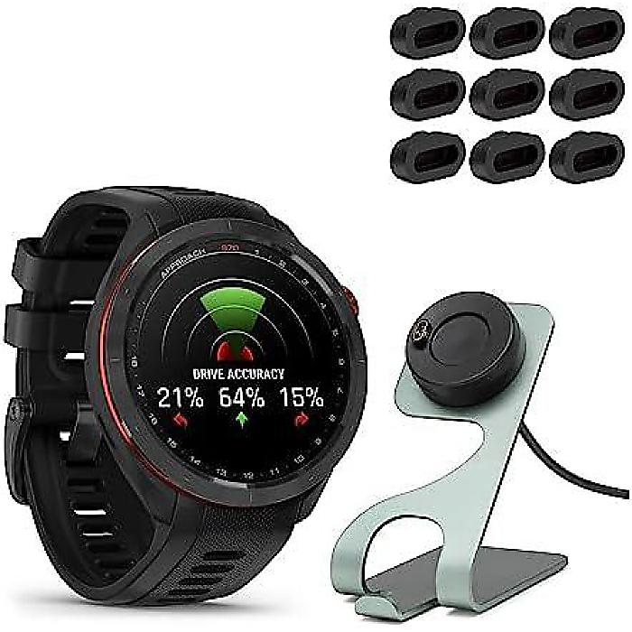 Garmin Approach S70(ガーミンアプローチエス70) ゴルフ用割り増し金GPS御覧になる with 申し受ける照明ランプ and ポートプロテクターバンドル（3品目）夏休特別