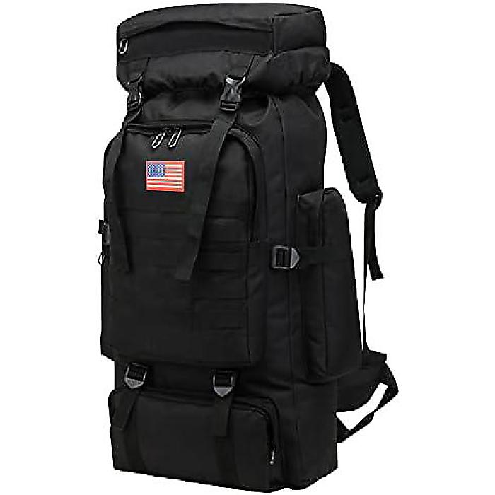 SSZEFUT 70L 80L お水校正刷り 生き残ること遊猟 旅する用 ミリタリータクティカルバックパック【黒】夏休特別