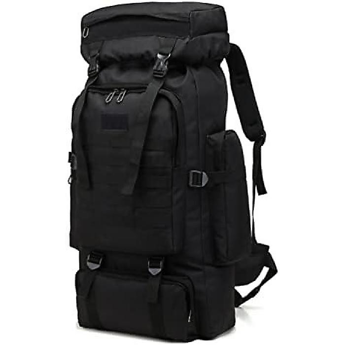 VUKU 70L男性用ハイキングバックパック「黒」防水キャンプバックパックハイキングデイパック 男性用タクティカル、サバイバルミリタリーラックサック 男性用トラベリングアウトドア夏休スペシャル