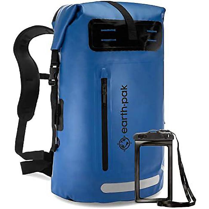 Earth Pak 35L / 55L / 85Lサイズの防水バックパック「ロールトップ」フロントポケット、クッション入りバックパネル、携帯電話ケース付き夏休スペシャル｜ミュージックハウス フレンズ