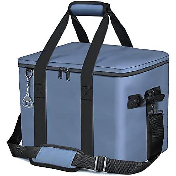 IWNTWY クーラーバッグ、30缶収納可能な断熱・漏れ防止アイスチェストボックス、折りたたみ式で持ち運び便利なフリーズソフトランチクーラーバッグ、トラベル・ビーチ・キャンプ・ピクニック・釣りに最適 (ブルー)夏休スペシャル