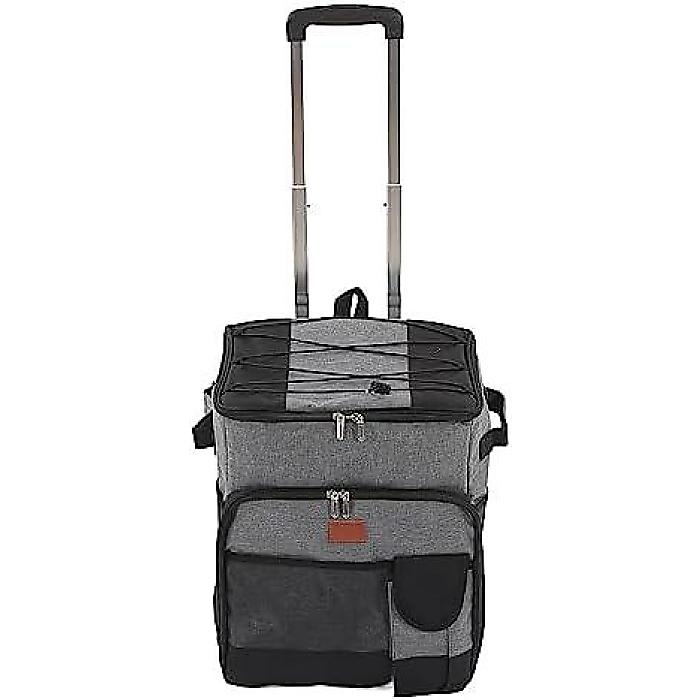 トーゴン ポータブル断熱バッグ ローリングクーラーバッグ ダブルジッパー ダブルハンドル マルチファンクショナル 35L レバータイプ アルミホイル付き キャンプ用ホイール付き アウトドア夏休スペシャル｜ミュージックハウス フレンズ