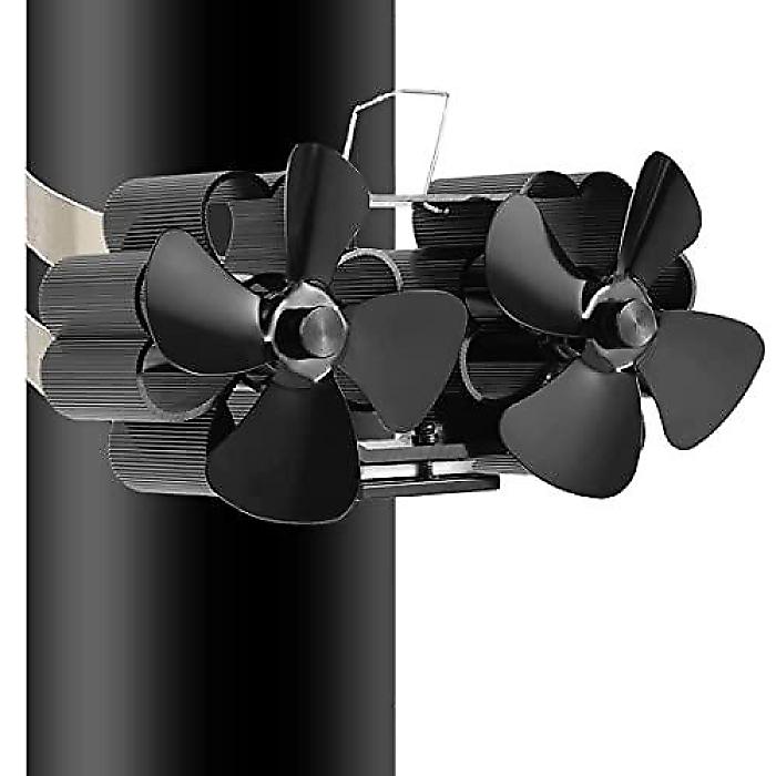 TEENGSE 8 Blade Wood Stove Fan, Flue Pipe Hanging Fireplace Fan - Silent Heat Distribution, Black夏休スペシャル