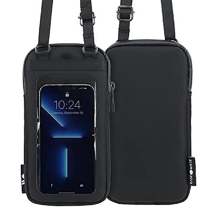 ケースメイトクロスボディバッグ iPhone15 Pro Max/14 Pro Max/13 Pro Max/12用 (ケースメイト) タッチスクリーン相応う スリングバッグ 黒いこと夏休特別