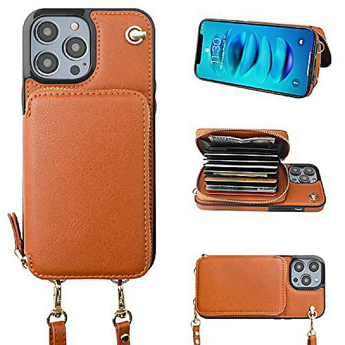 Bocasal iPhone 14 Pro Max(ボカサル) クロスボディウォレットケース レザーパースケース カードホルダー付き プロテクティブハンドバッグフリップカバー 女性向け5G 6.7インチブラウンカラー夏休スペシャル｜ミュージックハウス フレンズ
