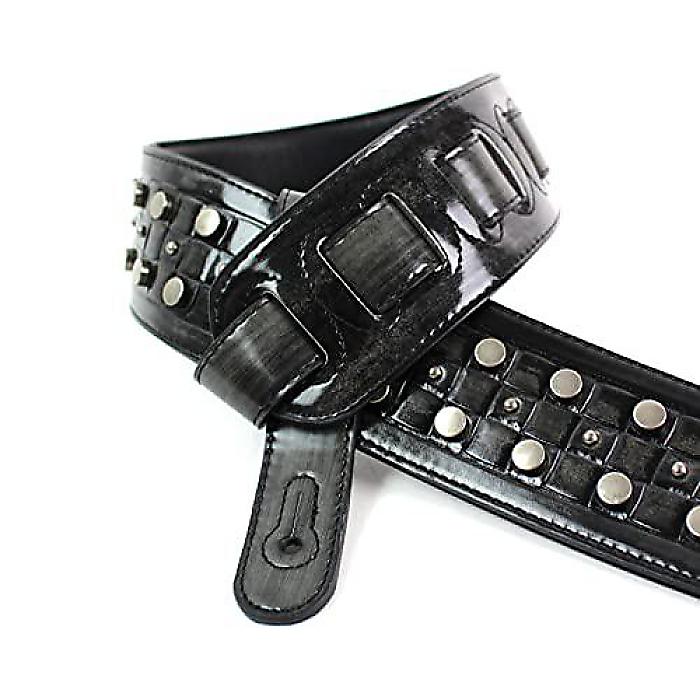 Walker & Williams DLX-215 アンティークブラック仕上げパッド入りギターストラップ(メタルスタッズ付き) アコースティック、エレクトリック、ベースギター用夏休スペシャル|ミュージックハウス フレンズ