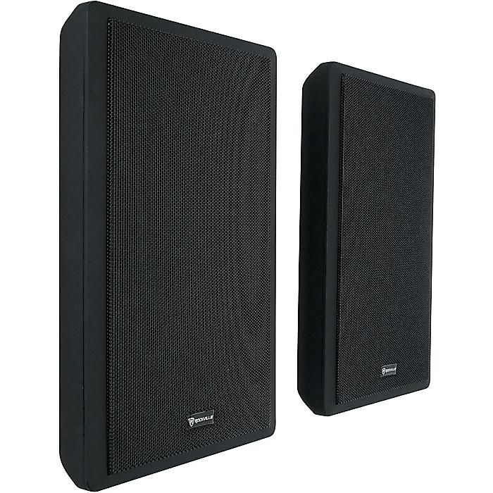 Rockville / RockSlim ブラック ホームシアター 5.25インチ 240W 簡単壁掛け スリムスピーカー 2台セット 店舗BGM/野外対応/壁掛け・取付金具付