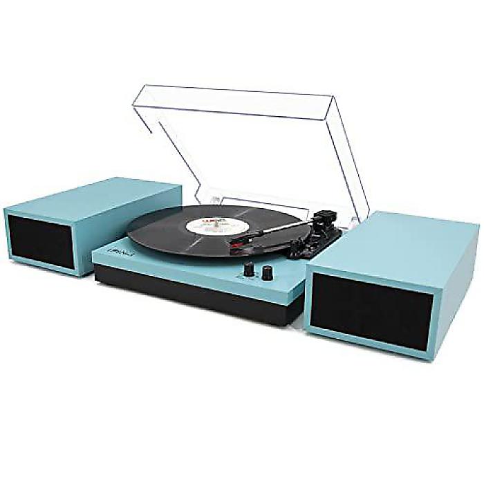 LP&No.1ブルートゥース　ターンテーブル　外部スピーカー付き　3速ベルトドライブ　自動停止機能とブルートゥース入力搭載　ブルーレザー夏休スペシャル｜ミュージックハウス フレンズ