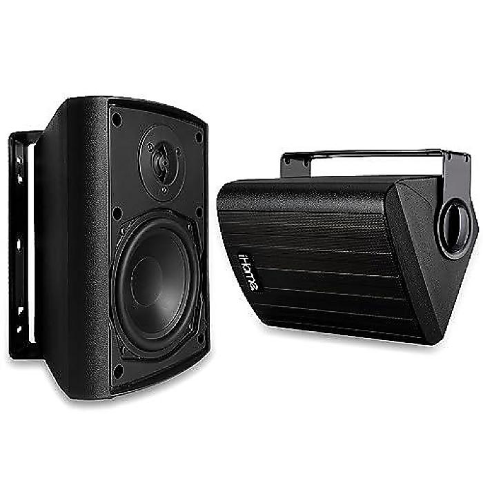 iHome Bluetooth屋内外用耐候性ウェザープルーフ5.25in小型150W壁/上昇限度マウントサラウンドサウンドパワードパティオスピーカーシステムペア インチ Home Party エンクロージャー夏休特別 スピーカー-TV・オーディオ・カメラ-オーディオ