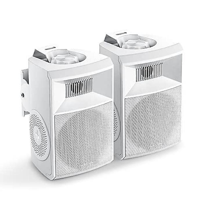 Donnerアウトドアパッシブスピーカー(Pair) - 4.5インチ防水ウォールマウントスピーカー、強力なベースで庭、パティオ、裏庭、ポーチ用、ホワイト、M20-5夏休スペシャル