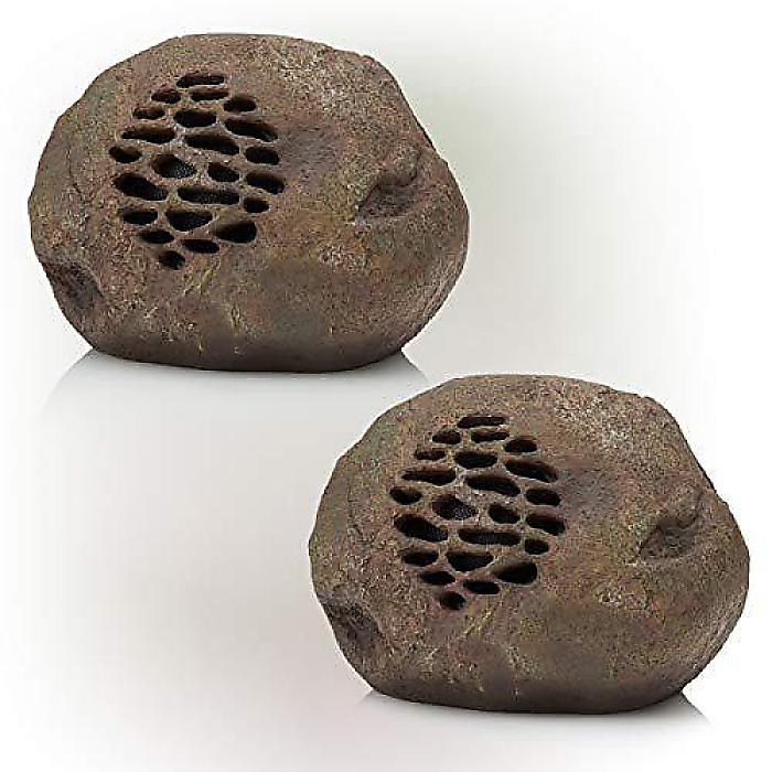 Alpine Corporation Bluetoothソーラー屋外ワイヤレスロックスピーカー2個セット(ブラウン)夏休スペシャル｜ミュージックハウス フレンズ