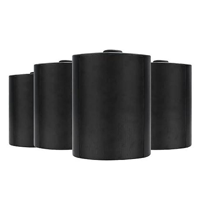 Herdio 5.25インチ 600W アウトドア用Bluetoothスピーカー 防水配線式ウォールマウント耐候ランプ付きスピーカーシステム 室内外用ガーデン・プールサイド・パティオ・ガレージ・ホーム（4台セット、ブラック）夏休スペシャル