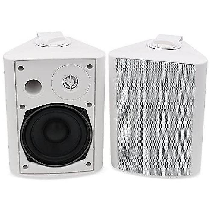 Herdio ホワイトBluetoothスピーカー 5.25インチ 300W 屋内外用 防水配線壁掛けシステムパティオ用夏休スペシャル