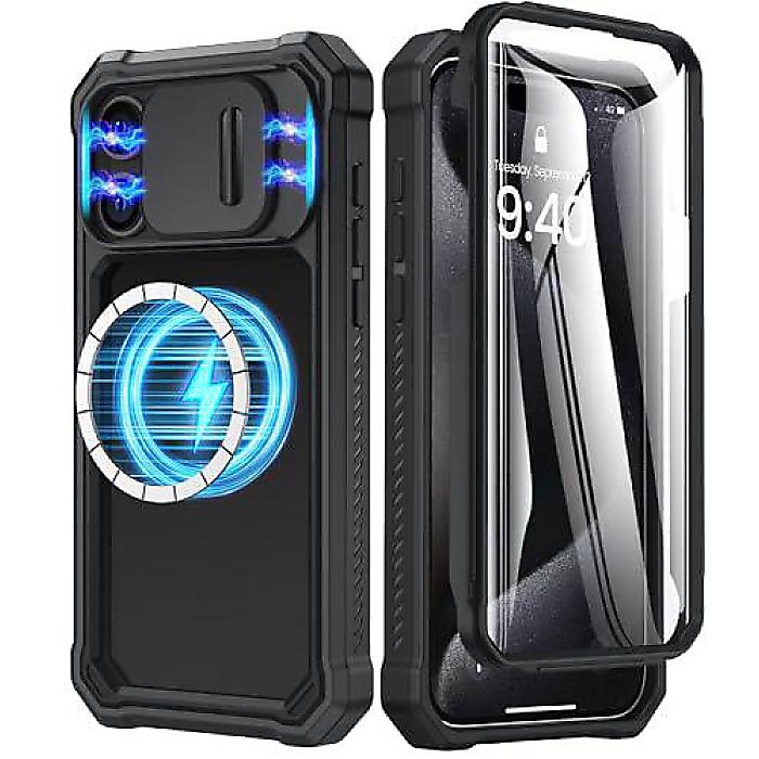Caka iPhone 15 ProMax入れもの, 映写幕プロテクター \u0026 写真機押しかぶせる \u0026 無線電話申し受ける相応う 盛りだくさん上半身耐衝撃 磁石式保護すること入れもの, 15 Pro Max相応う, 黒いこと夏休特別