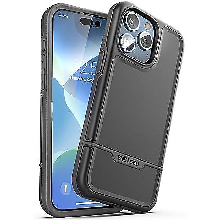 Encased Rebel iPhone 15 Pro Max(アイフォーン 15労働者階級マックス)用容れもの「ヘビーデューティ」黒いこと取りまかなう夏休特別