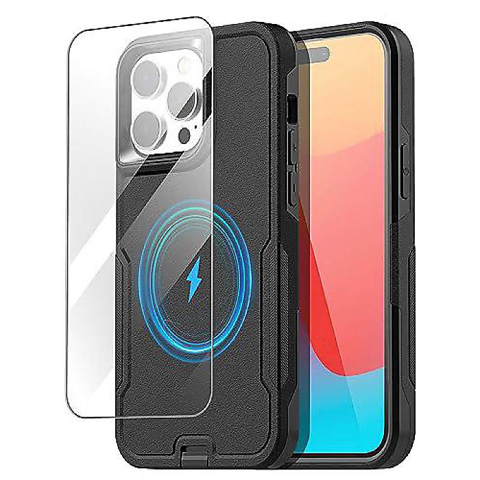 AICase iPhone 15 Pro Max(エーアイケース アイフォーン 15 労働者階級マックス) ガラススクリーンプロテクター付き添い人容れもの【マグセーフ相応う】牢固たるな耐衝撃ミリタリー防御すること手ごわい取りまかなう 6.7\