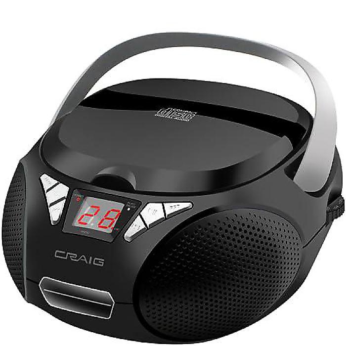 Craig CD6925 ポータブル トップローディング ブームボックス AM/FMステレオ ラジオ ブラック | LEDディスプレイ | プログラム可能CDプレーヤー | CD-R/CD-W対応 | AUXポート対応 |夏休スペシャル