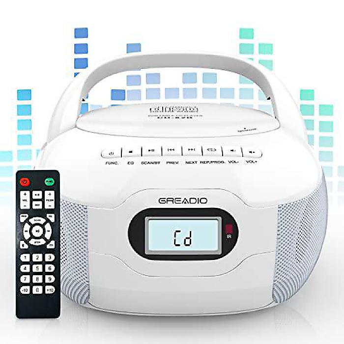 【楽天市場】GreadioブームボックスCDプレーヤー, Bluetooth 5.1対応、LCDディスプレイ、AC/バッテリー駆動、リモコン ...