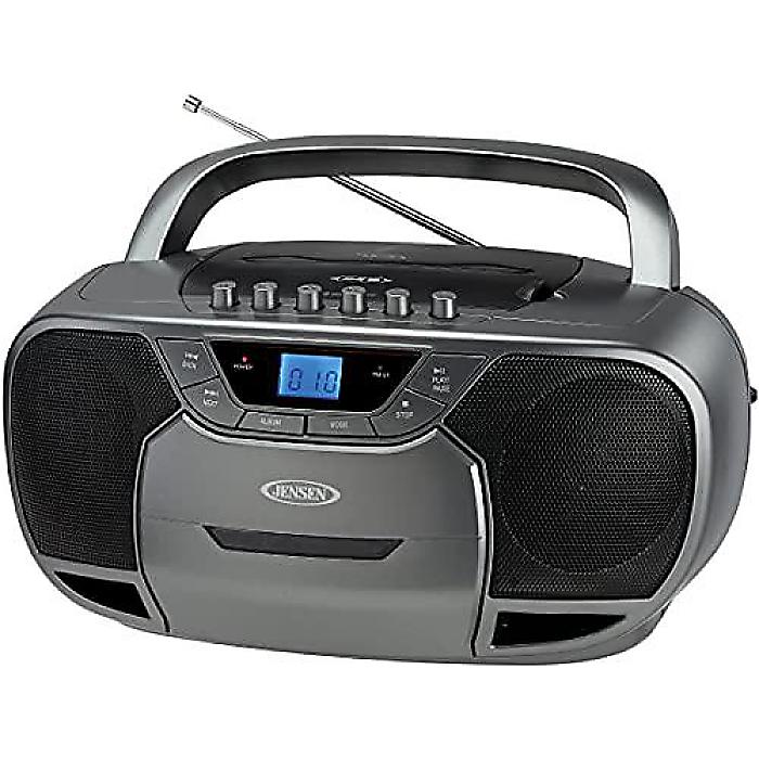 JENSEN CD-590-GR CD-590 1-Watt ポータブルステレオCDカセットプレーヤー/レコーダー AM/FMラジオ Bluetooth対応 (グレー)夏休スペシャル