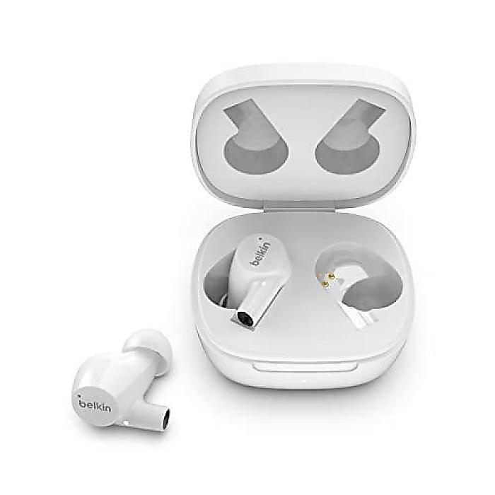 Belkin SoundForm Rise ワイヤレスイヤーバッド&充電ケース デュアルマイク IPX5防水 Bluetoothヘッドホン ホワイトiPhone, Galaxy等対応夏休スペシャル