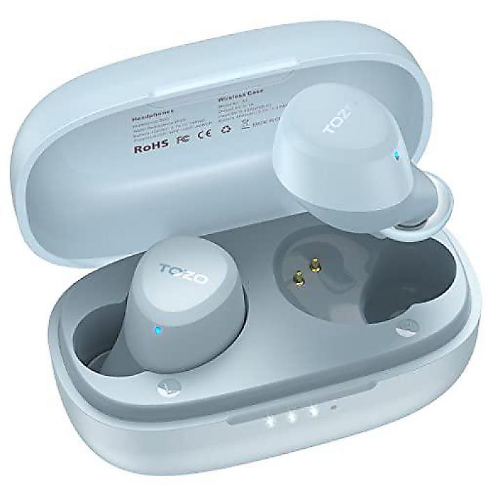 A1 Mini Wireless Earbuds Bluetooth 5.3イヤー軽量ヘッドホン内蔵マイク IPX5防水 高音質長距離接続ヘッドセット チャージングケース付 ブルー夏休スペシャル