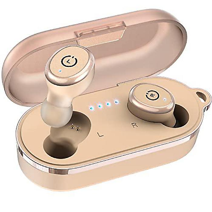 T10 Bluetooth 5.3 wireless earbuds(テン)ワイヤレスチャージングケース付属 IPX8防水 ステレオイヤホン マイク内蔵 プレミアムサウンド ディープベース ハイエンドスポーツ向け カーキ夏休スペシャル