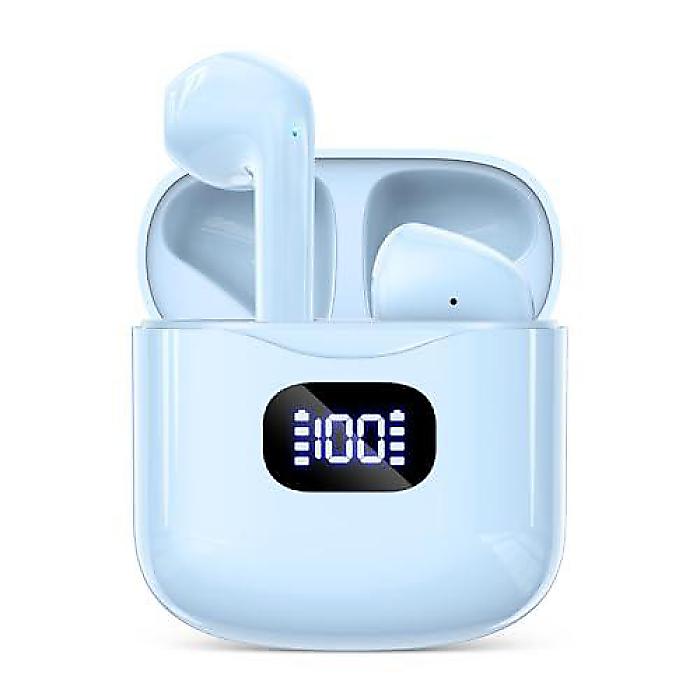 Bluetooth 5.3ワイヤレスイヤホン 40時間再生 イヤホン(IPX5防水) マイク付き ステレオ 青【普段使い/スポーツ】夏休スペシャル