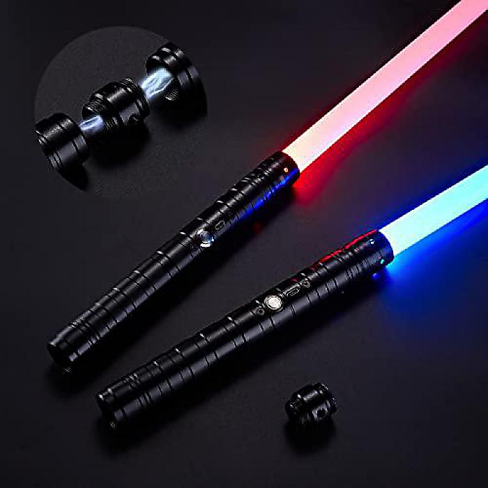 Lightsaber 2Pack MetallHilt 2-in-1 Double Blade Force-FX Light Sword Type-C充電 3音モードCosplay Toy for Kids Star Wars Dueling Saber Game夏休スペシャル