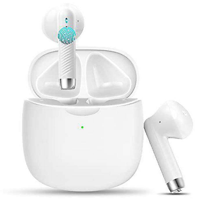 Bluetooth 5.3 ワイヤレスイヤホン ノイズキャンセリングマイク内蔵 イヤホン ステレオベース音質 IP7防水スポーツイヤフォン 32時間再生 USB-C充電 ホワイト(Android iOS対応)夏休スペシャル