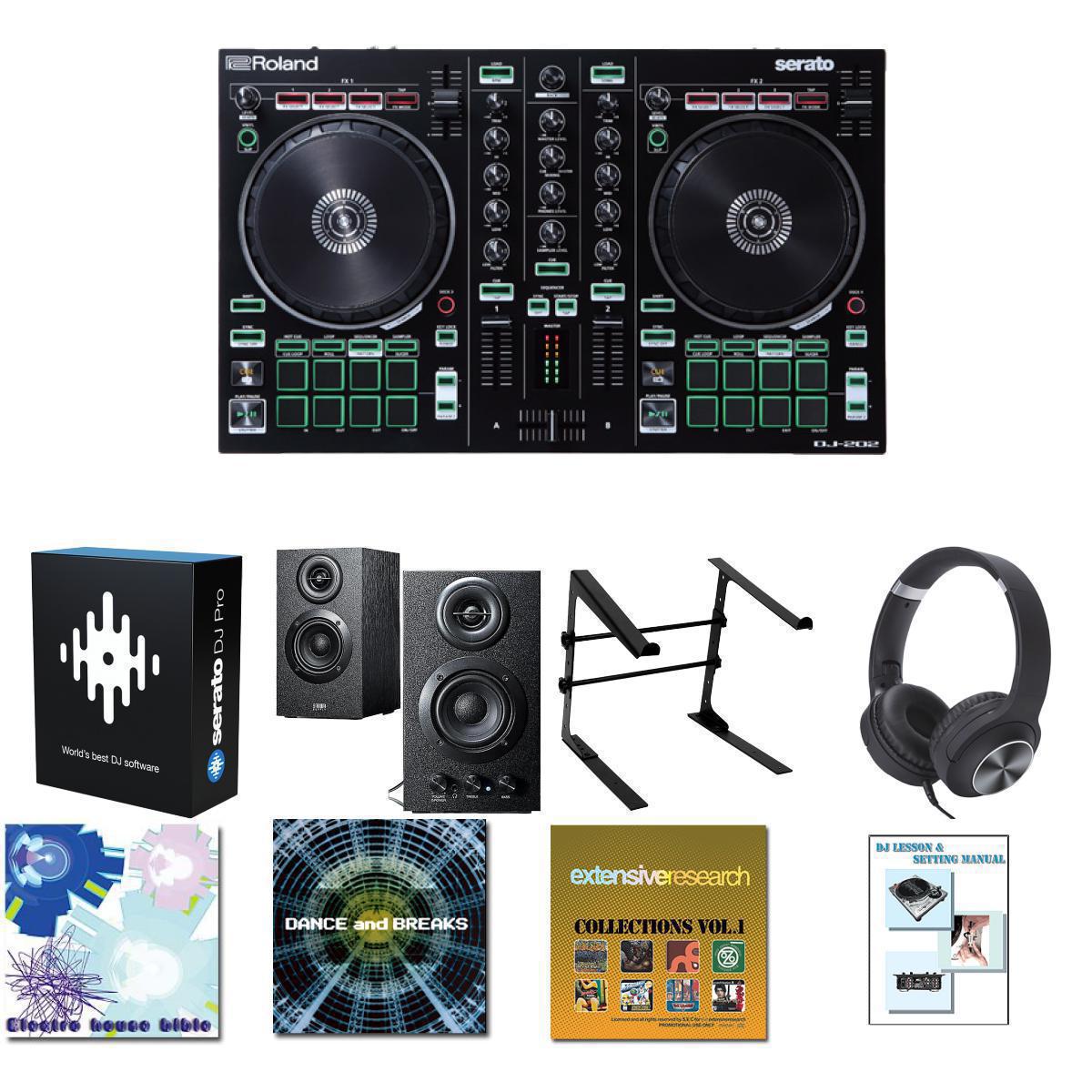 10大特典付 【初心者安心Seratoアップグレードセット(低音最強木製スピーカー）】Roland(ローランド) / Pro-group(プロ・グループ) / Euro Style(ユーロスタイル) / DJ-202_Serato DJ Pro DL_400-SP068Op11_setブラックフライデー