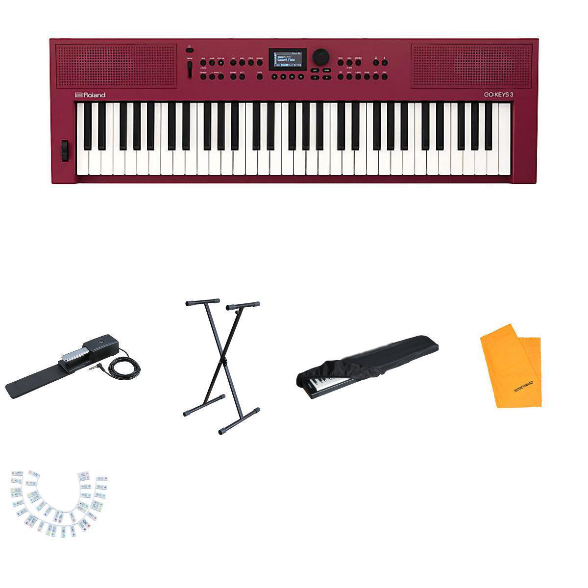 5大特典付 【すぐ弾ける初心者安心セットRD(ダークレッド)】Roland(ローランド) / GOKEYS3-RD_DP-10_ESK-321_setOp6_set夏休スペシャル