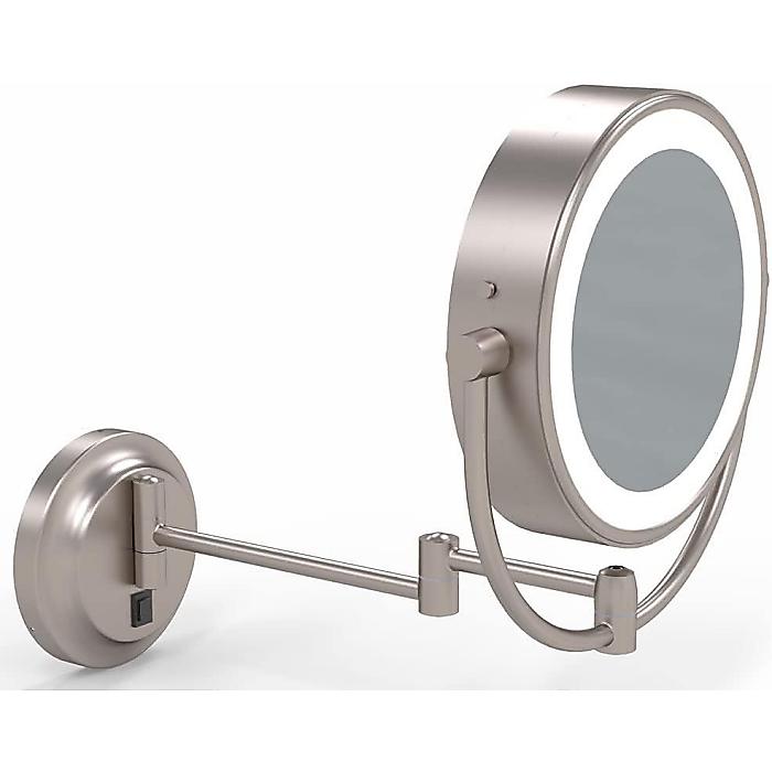 Kimball ＆ Young / ハードワイヤード LED メイクアップミラー 5倍／等倍リバーシブル 色温度切替 3500K-5500K｜壁付けアーム式｜ブラッシュドニッケル新生活応援