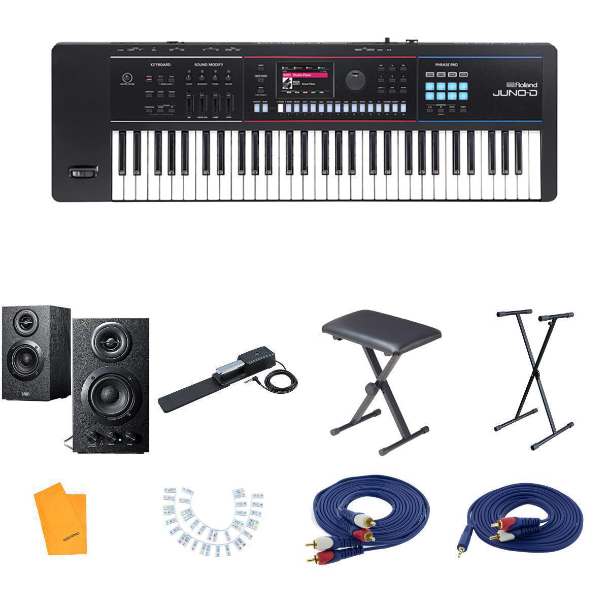 10大特典付 【初心者全部入りアンプ内蔵木製スピーカーセット】Roland(ローランド) / JUNO-D6_400-SP068_DP-10Op11_set新生活応援