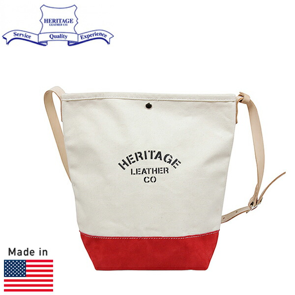 HERITAGE LEATHER ヘリテージレザー スエードクロス下つ方 井戸釣瓶 ショルダーバッグ NATURAL/RED MADE IN USA 亜米利加製 赤いこと 赤 メンズ レディース 男女兼用 トートバッグ かばん 貨物輸送無料  通信販売 【RCP】