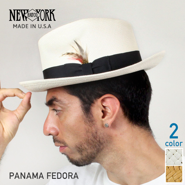 NEW YORK HAT ニューヨークハット Panama Fedora パナマハット 全2色 NATURAL PUTTY ストローハット 麦わら帽子 ナチュラル ホワイト バンブー メンズ 男性用 #2078  送料無料 楽天 通販 【RCP】
