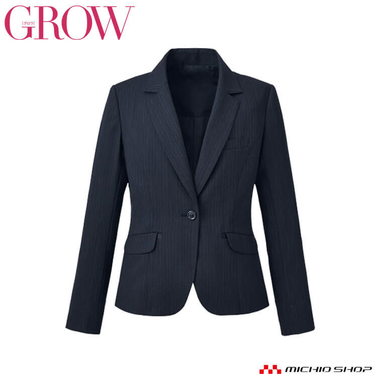 オフィス 事務服 制服 受付 SERVO サーヴォ GROW (グロウ) レディスジャケット GJAL-1554 ヴィオラ・ストライプ