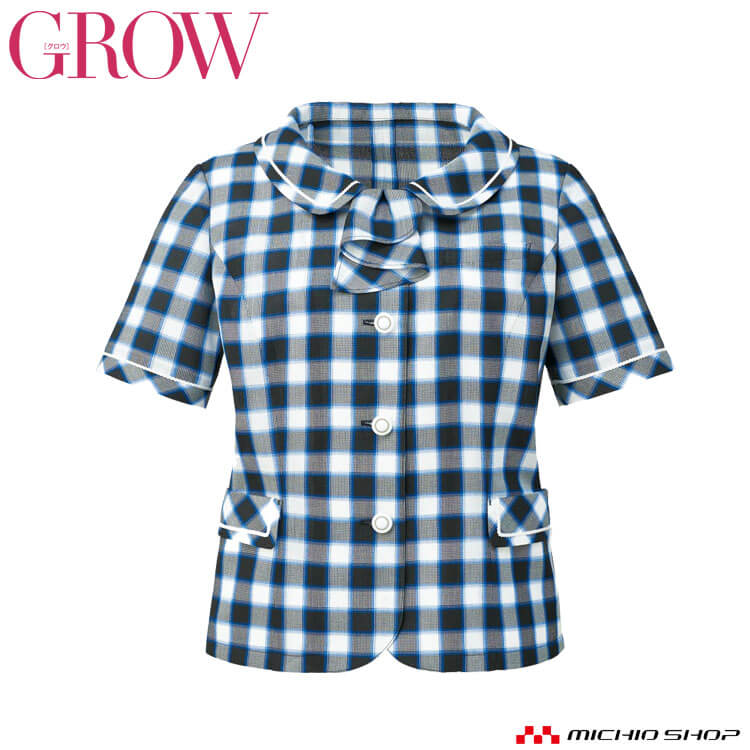 オフィス 事務服 制服 受付 SERVO サーヴォ GROW (グロウ) 春夏 オーバーブラウス GOBL-2005 マリンチェック