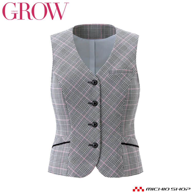 オフィス 事務服 制服 受付 SERVO サーヴォ GROW (グロウ) ベスト GVEL-1255 テンダーグレン・チェック