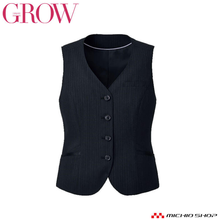オフィス 事務服 制服 受付 SERVO サーヴォ GROW (グロウ) レディスベスト GVEL-1555 ヴィオラ・ストライプ
