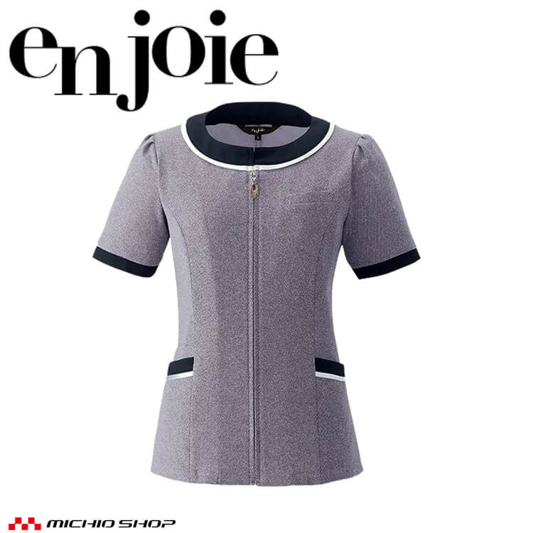 事務服 制服 オフィス ユニフォーム en joie アンジョア オーバーブラウス 26750 サイズ17号・19号 フレッシュニットシリーズ