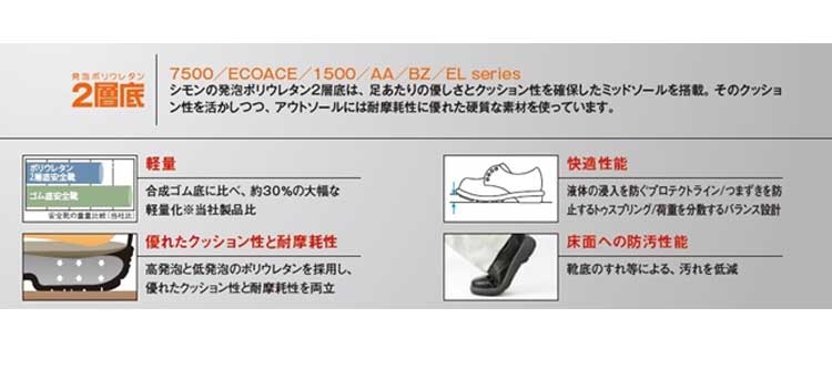 楽天市場 安全靴 Simon シモン短靴発泡ポリウレタン２層底7511黒 7500シリーズ ミチオショップ